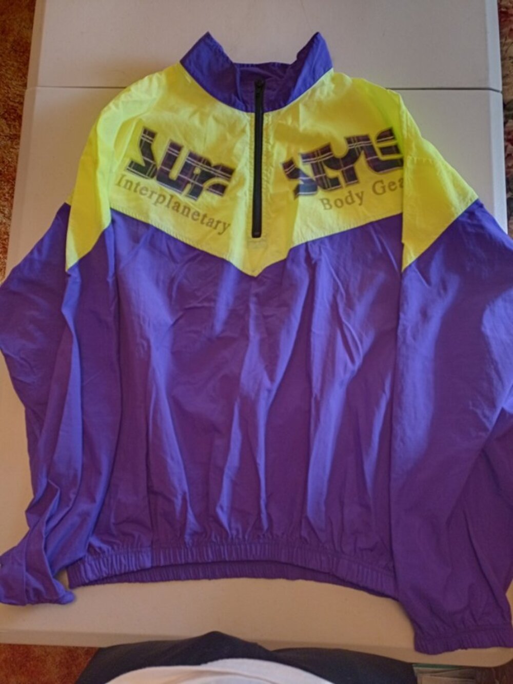 Vintage Surf Style 1/4 Zip Iridescent Purple Windbreaker Jacket Adult Large